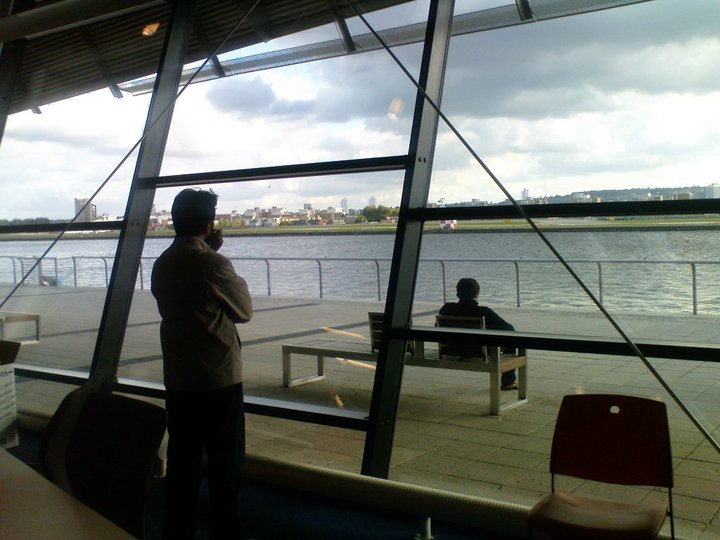 Me overlooking the River Thames while visiting the University of East London
