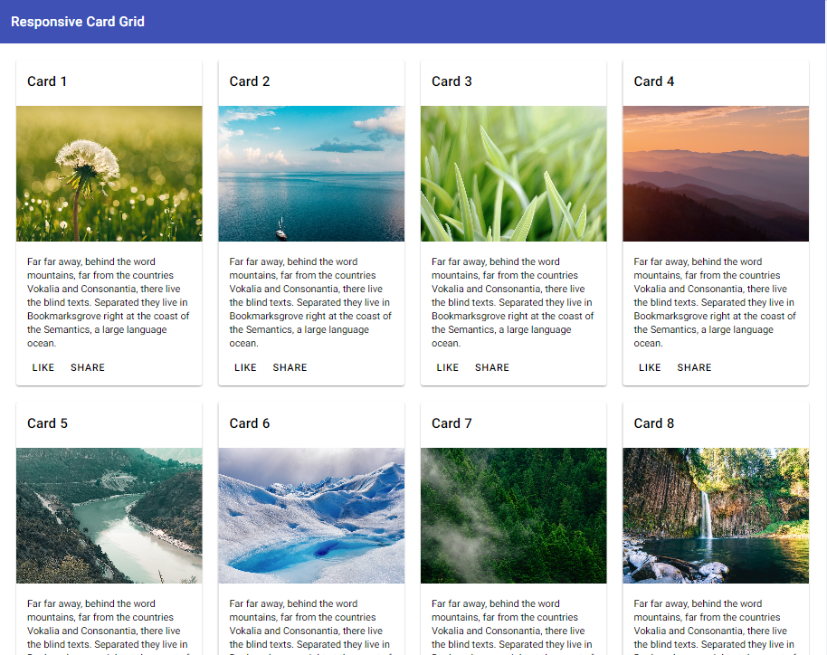 Responsive four column grid