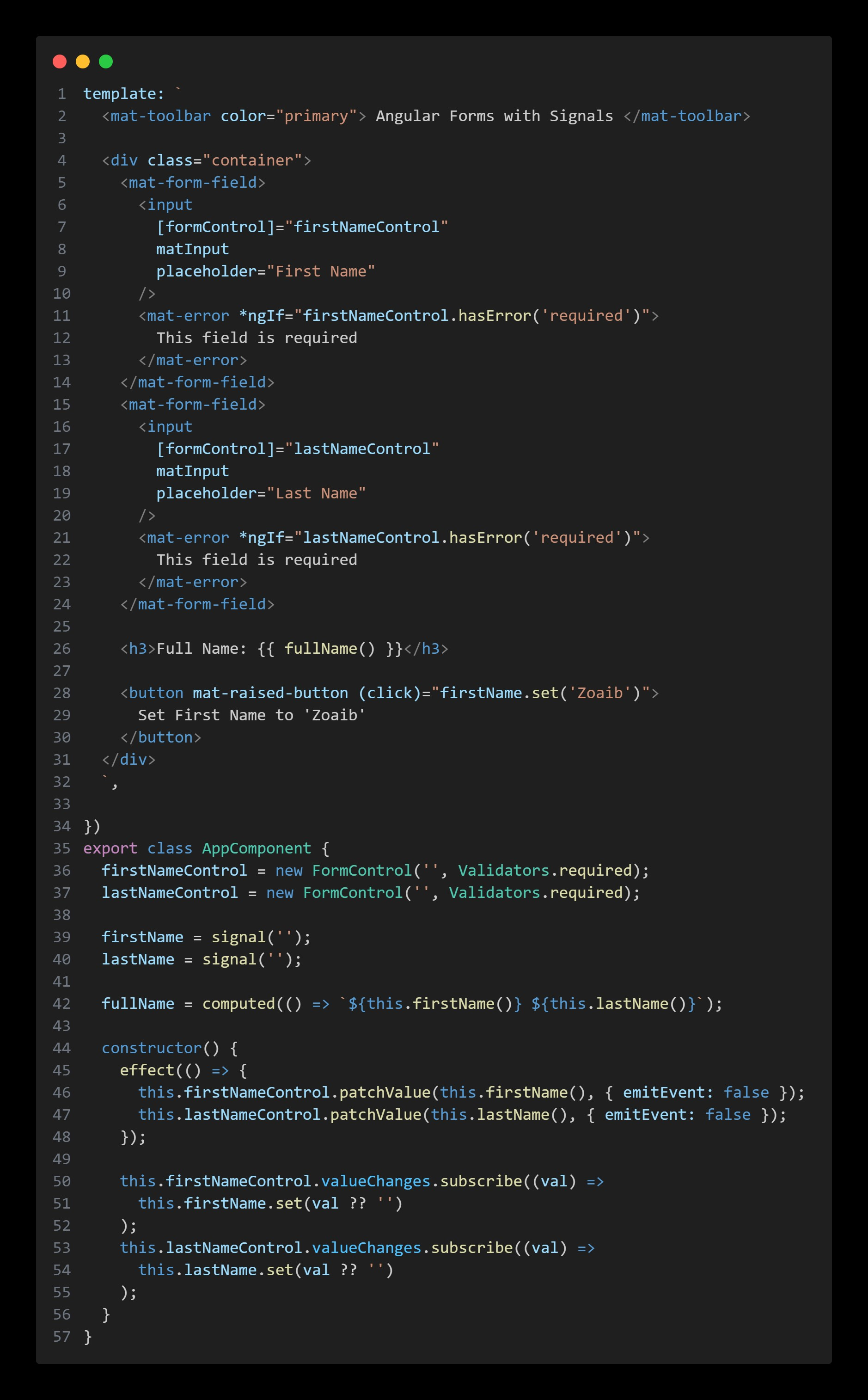Reactive Forms Final Code
