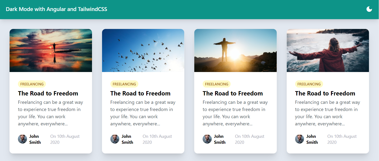 Final light mode with Angular and TailwindCSS